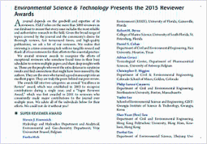 Professor Lee received excellence in reviewer award from Environmental Science & Technology (ES&T) for 2015 이미지